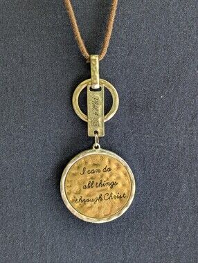 I Can Do All Things Through Christ Faith Coin Pendant Long Necklace Cato